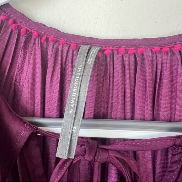 by Anthropologie Button-Front Peasant Blouse in Deep Raspberry Rose - Picture 6 of 7